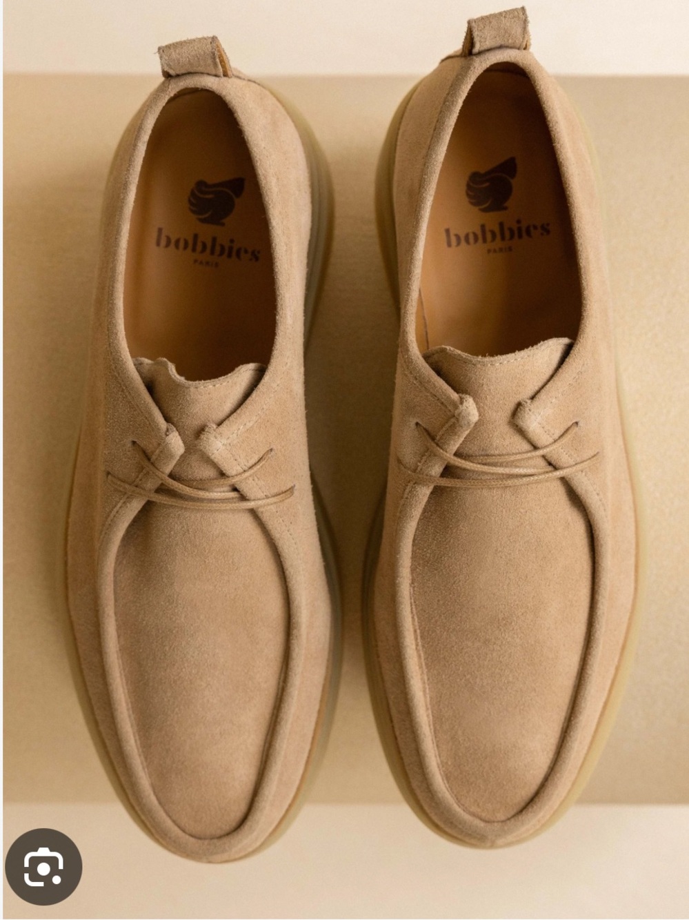 Bobbies Beige Suede Derby Shoes for Men
